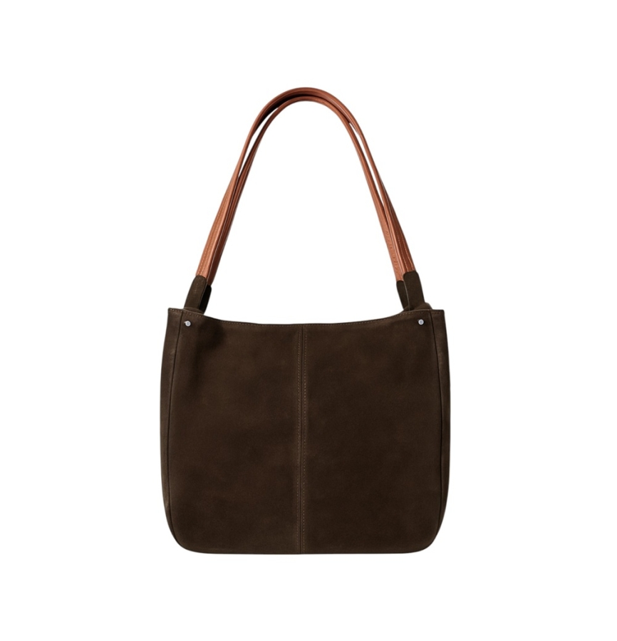 SHOPPER BAG SUEDE BROWN aus Veloursleder mit viel Stauraum und Kurzgriffen
